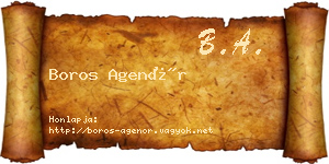 Boros Agenór névjegykártya
